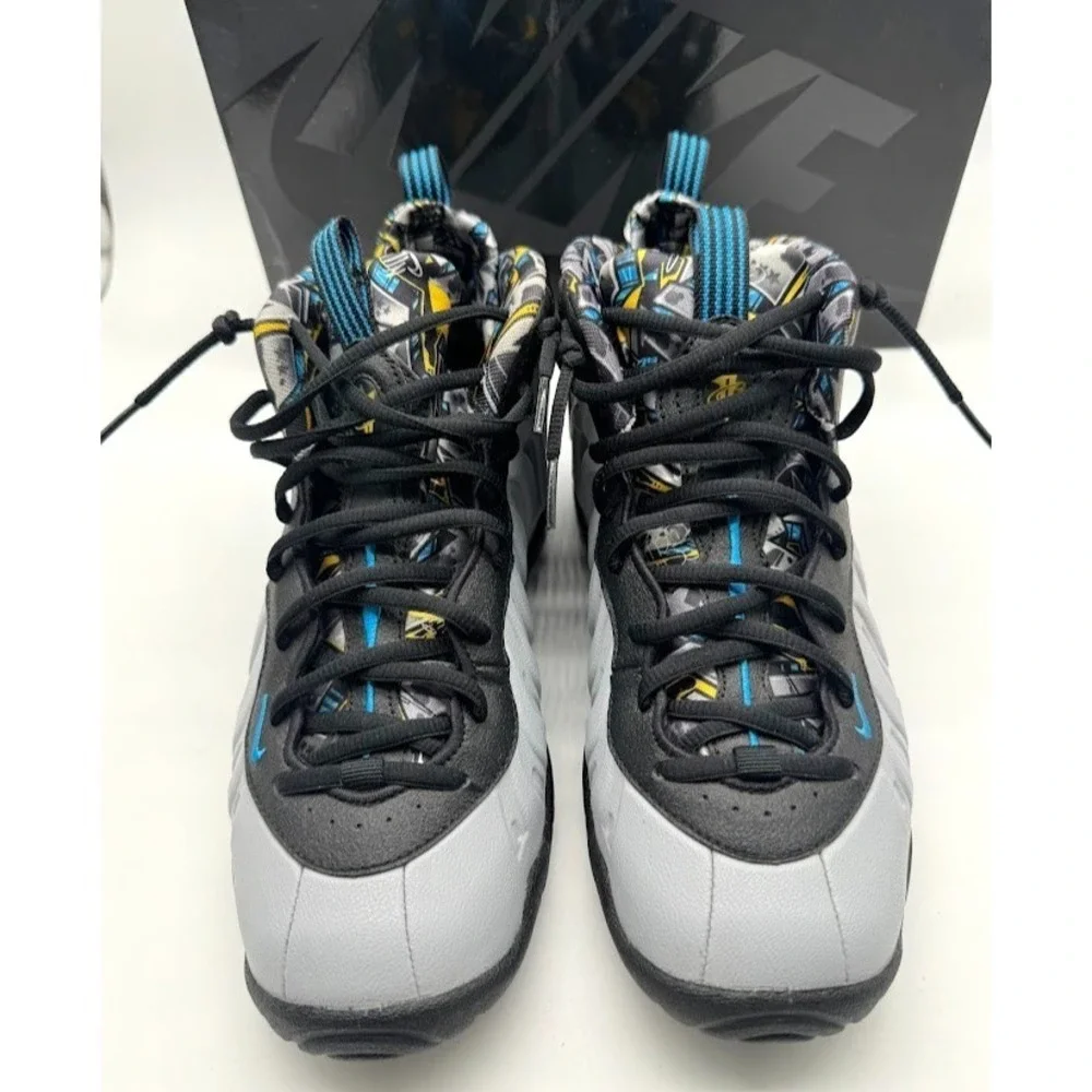 Nike Little Posite One Graffiti Youth Sz 7Y/ Women's Sz 8.5 Wolf Grey 644791-009